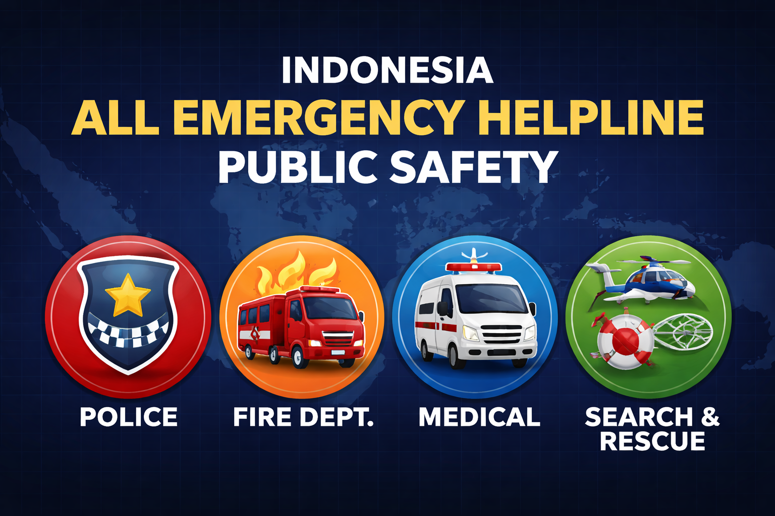 Indonesia All Emergency Helpline Numbers List: Public Safety